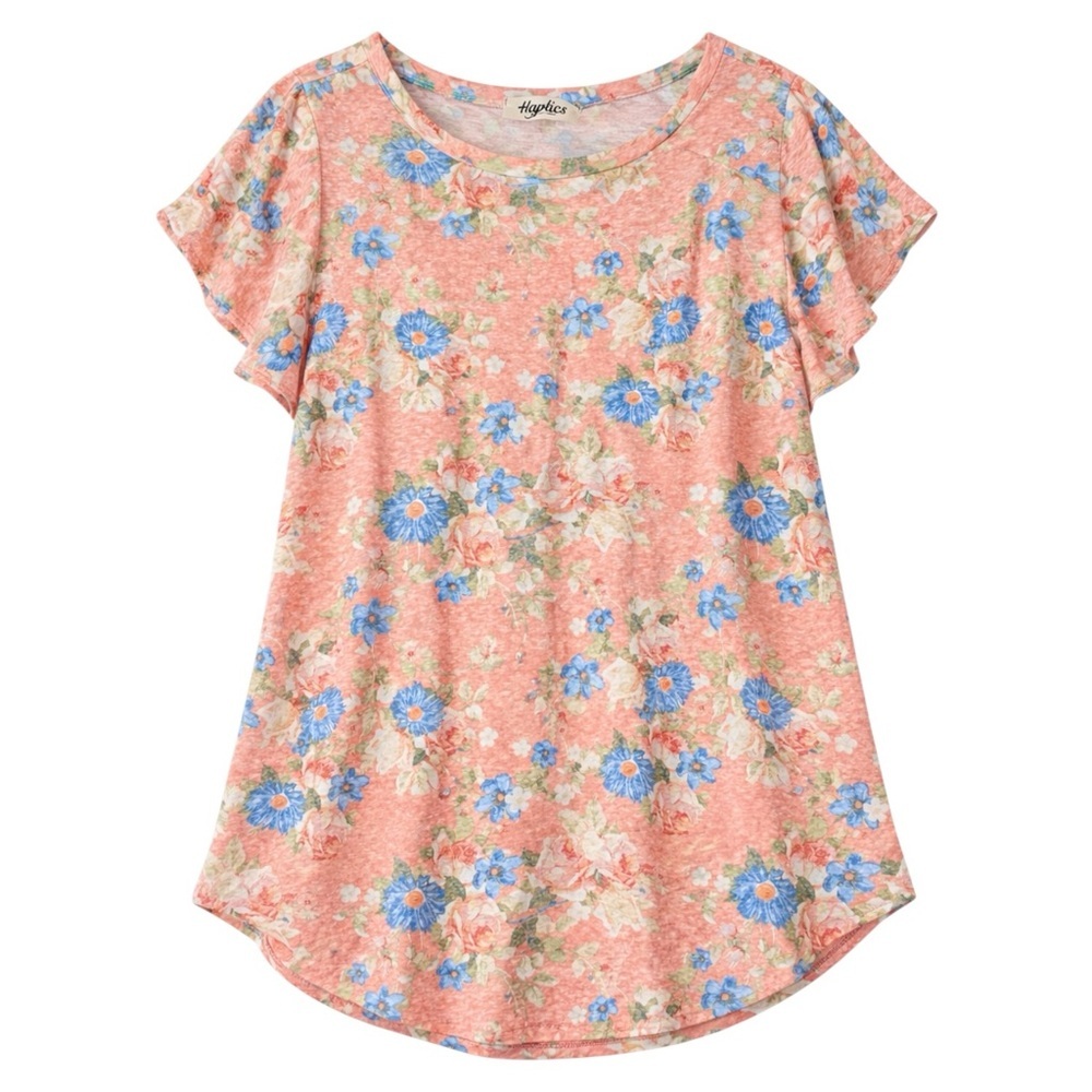 Haptics by Holly Harper Coral Floral Top XL Short Sleeve